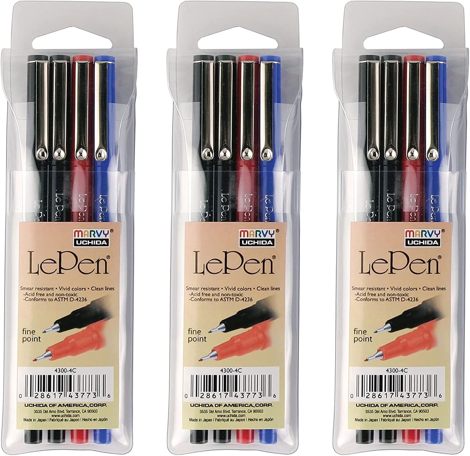 Le Pen .03mm Point Set 4/Pkg-Basic : Furnitureanddecor : Office Products