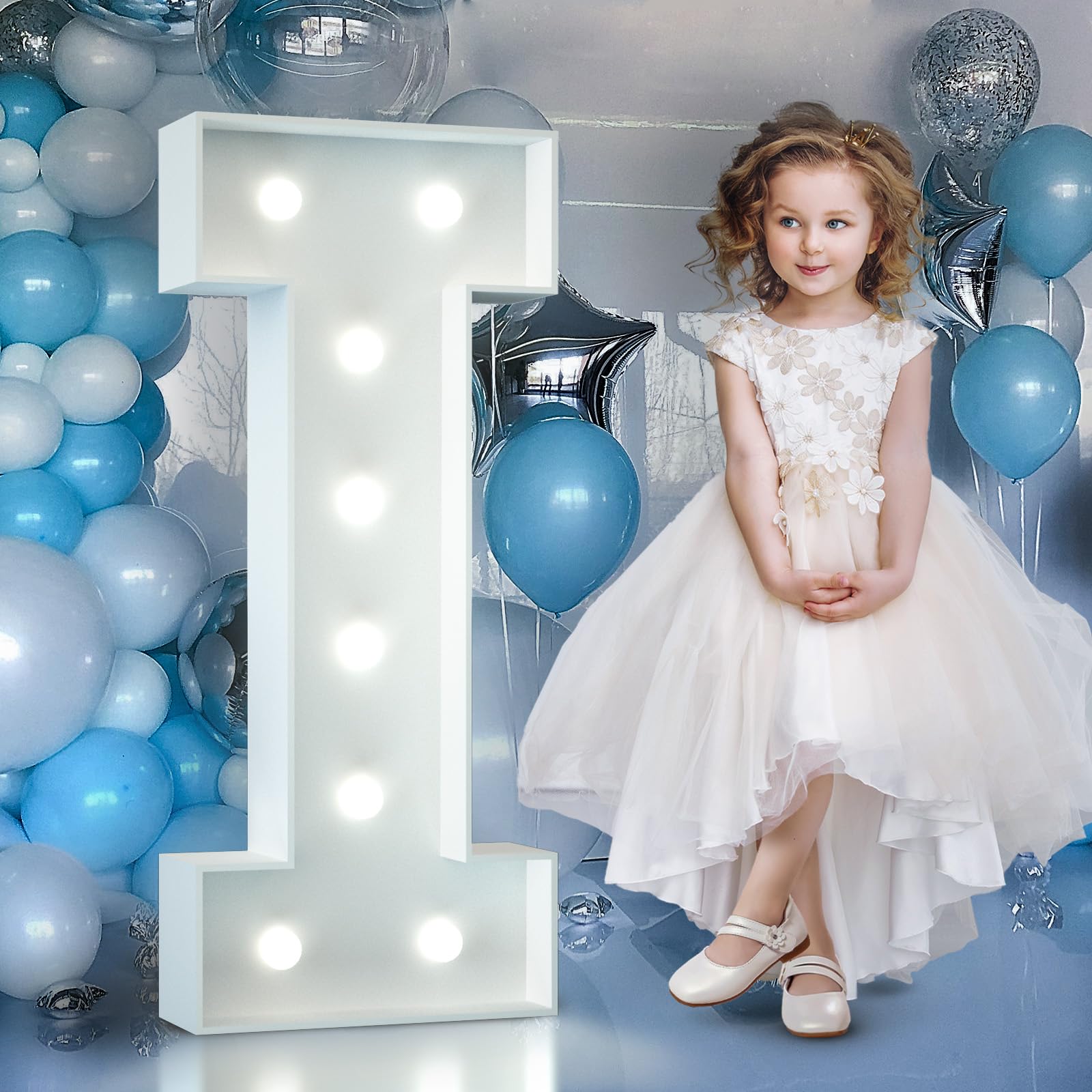 4FT Light Up Numbers Birthday Decoration Large Marquee Numbers 1 for 1st 18th 21st Birthday Party Decor Wedding, Big Number Frame Foam Cardboard Mosaic Arch Stand Pre-Cut Numbers — view 61