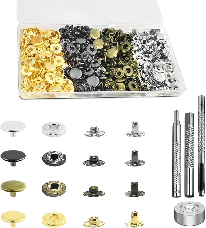 Amazon.com: 100 Sets Leather Snap Fasteners Kit, 10mm Snaps Button ...
