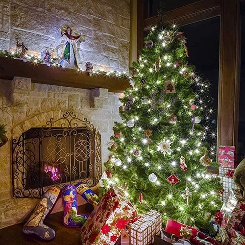 Miniatura 8 de weillsnow Guirnalda de luces blancas de Navidad enchufables, 200 luces LED de 66 pies, impermeables, 8 modos con memoria para exteriores,