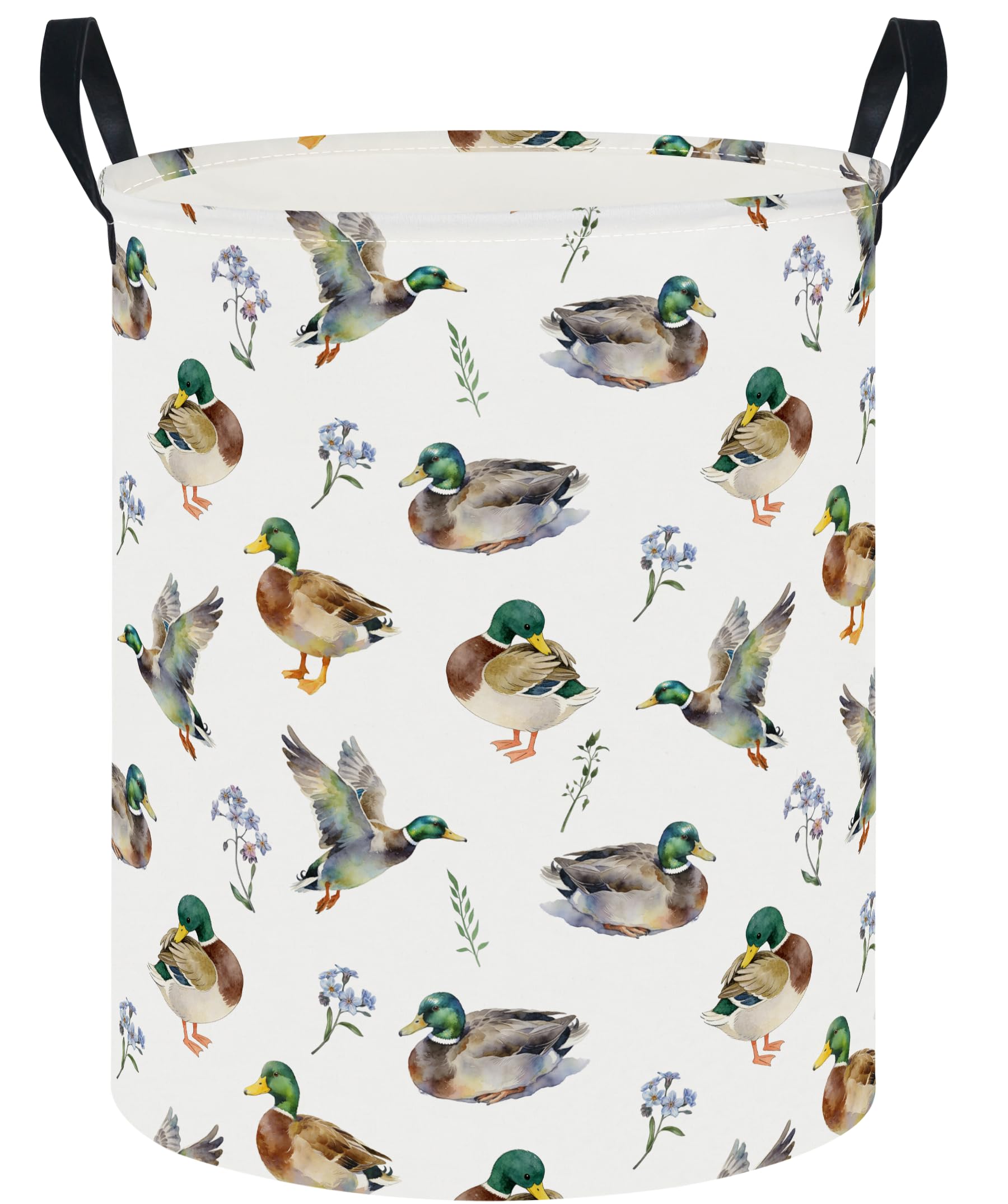 CLOCOR Large Laundry Basket,Waterproof Nursery Hamper,Collapsible Fabric Storage Container,Room Decor,Gift Basket（Mallard