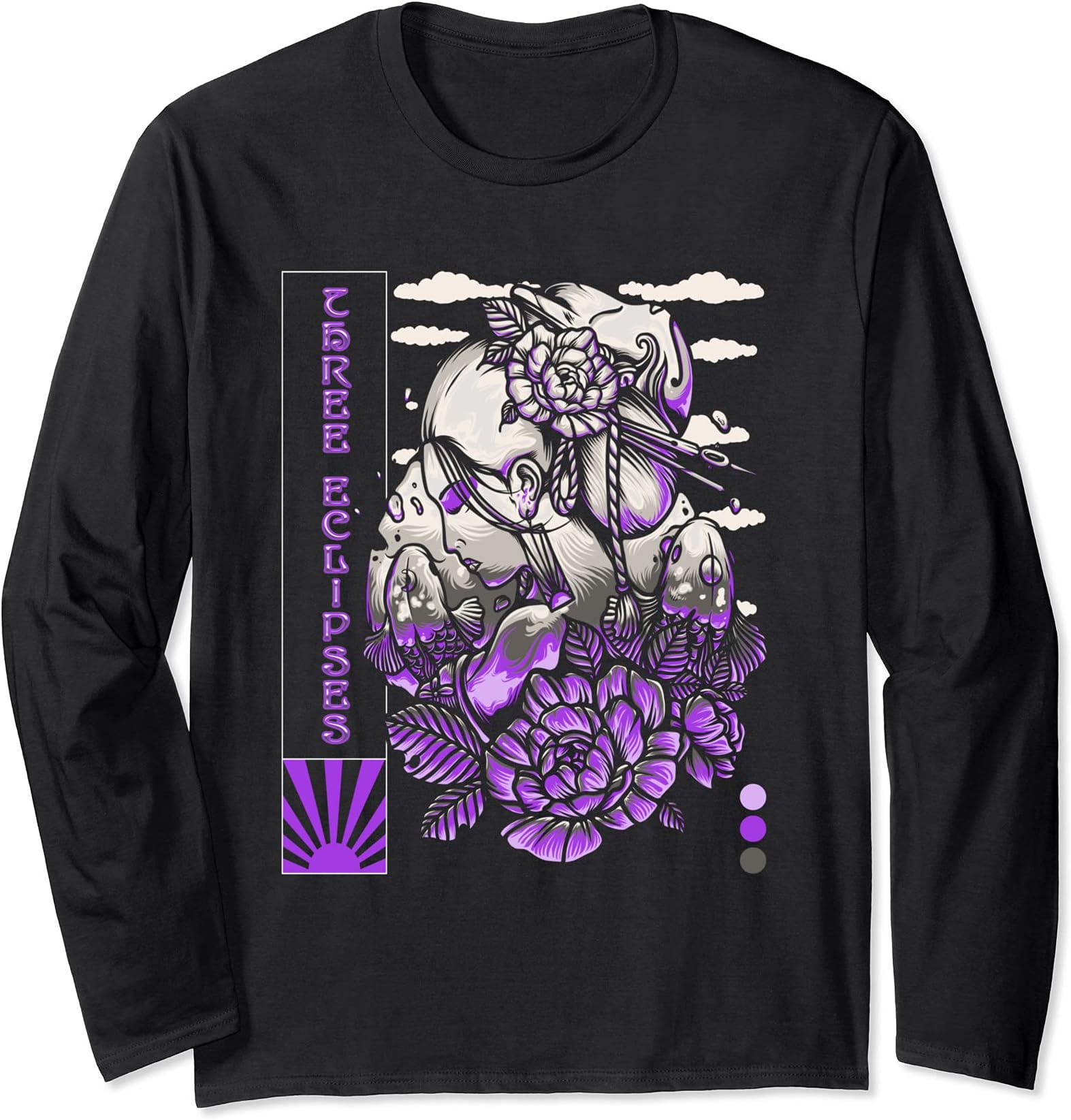 Japanese Geisha Nishikoi Koi Carp Fish Vaporwave Streetwear Long Sleeve T-Shirt