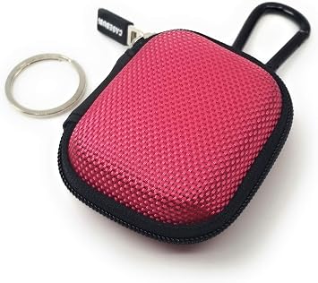 Tough Travel Case for Apple AirPods | Key Ring and Carabineer | Use as Keychain | Sturdy, Stylish, Ballistic Nylon, Impact Protection for Travel or Storage Pink