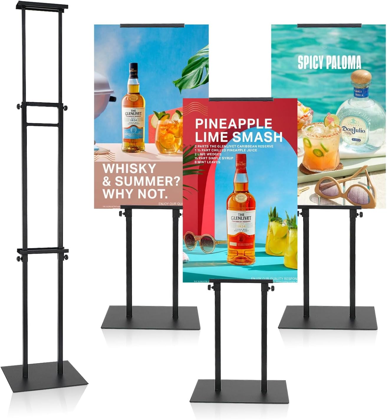 Poster Stand for Display, Adjustable Sign Holder Stand with Heavy Duty Pedestal, Stand Up Banner Sign for Floor, Height Up to 80 inch, Double-Sided Signage with Non-Slip Mat (4 Pack) Double-Pole Stand, 4 Pack