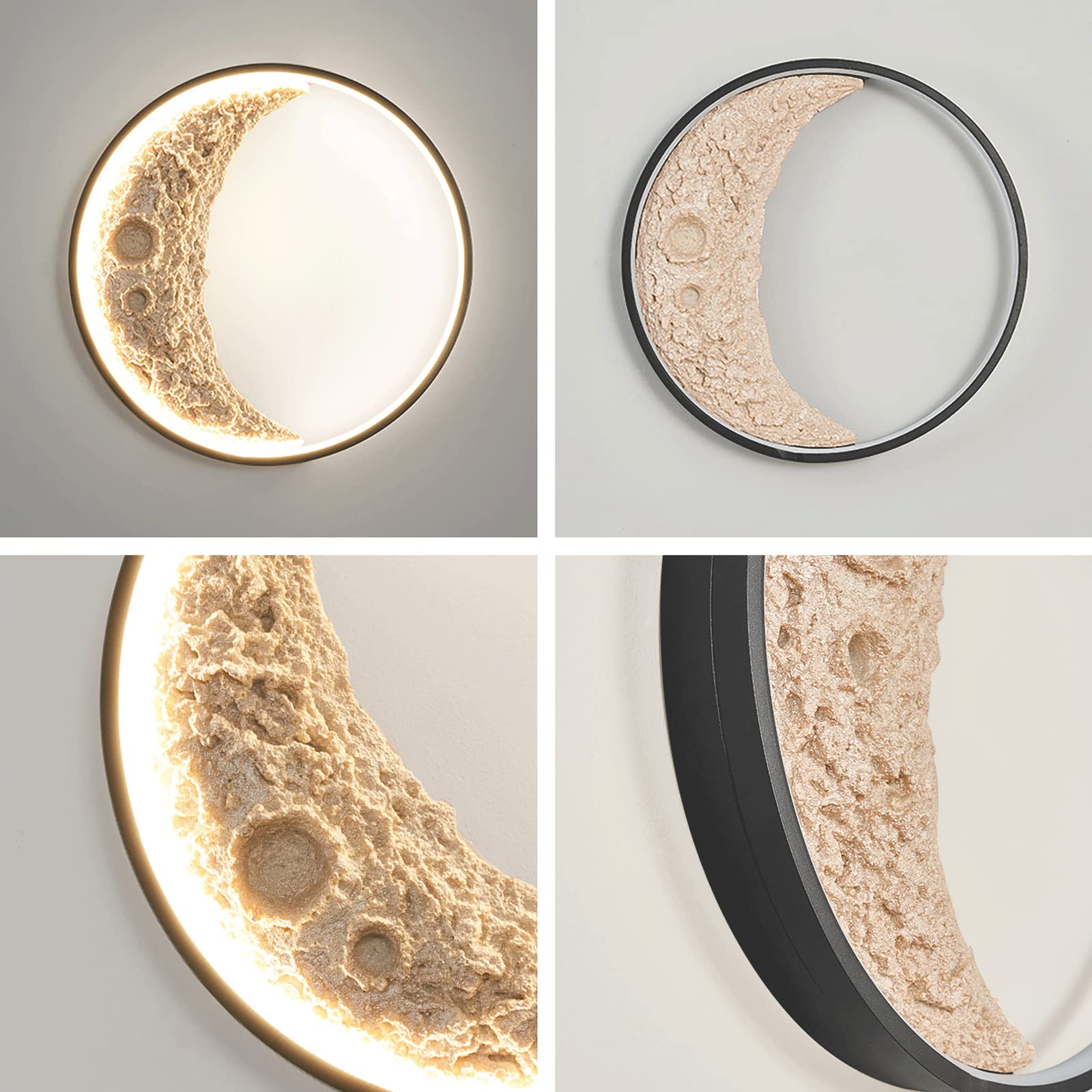 Lampada da Parete Creativa per Camera da Letto, Moderna Applique da Parete a LED, lampade da Parete in Metallo con Decorazione a Forma di Luna in Resina, Semplice corridoio, Luce d'atmosfera per