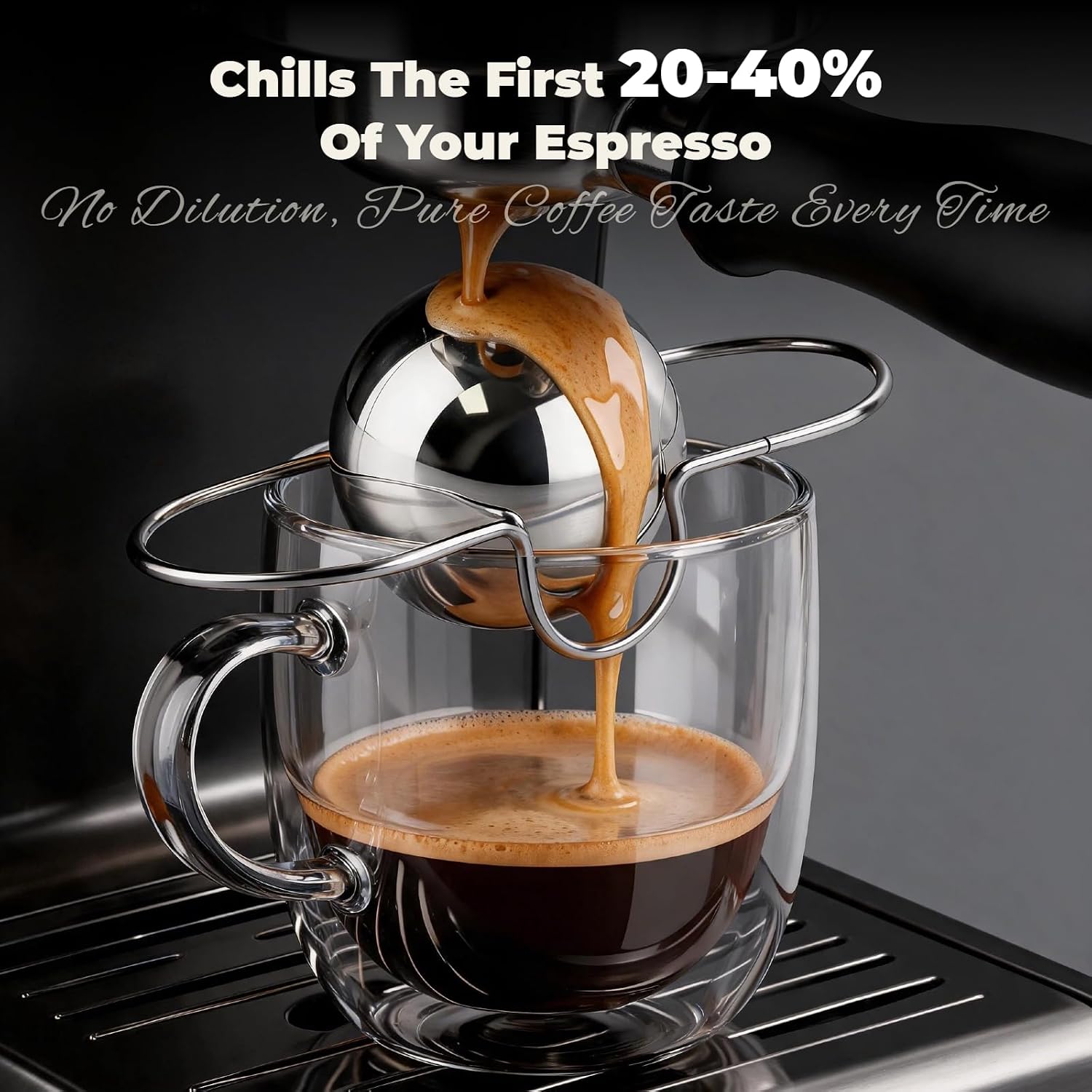 2 Pack Espresso Frozen Ball for Espresso Coffee, Stainless Steel Espresso Chilling Ball Espresso Cooler Espresso Machine Accessories image 3