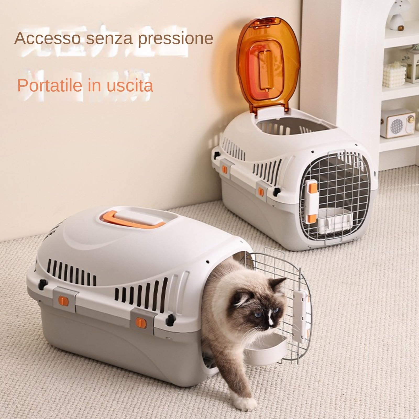 Trasportino Rigido per Gatti e Cani, Ideale per Viaggi,Trasportatore Leggero per Animali Domestici, Custodia per Viaggio Omologata per Aereo con Struttura Robusta e Design Traspirante,