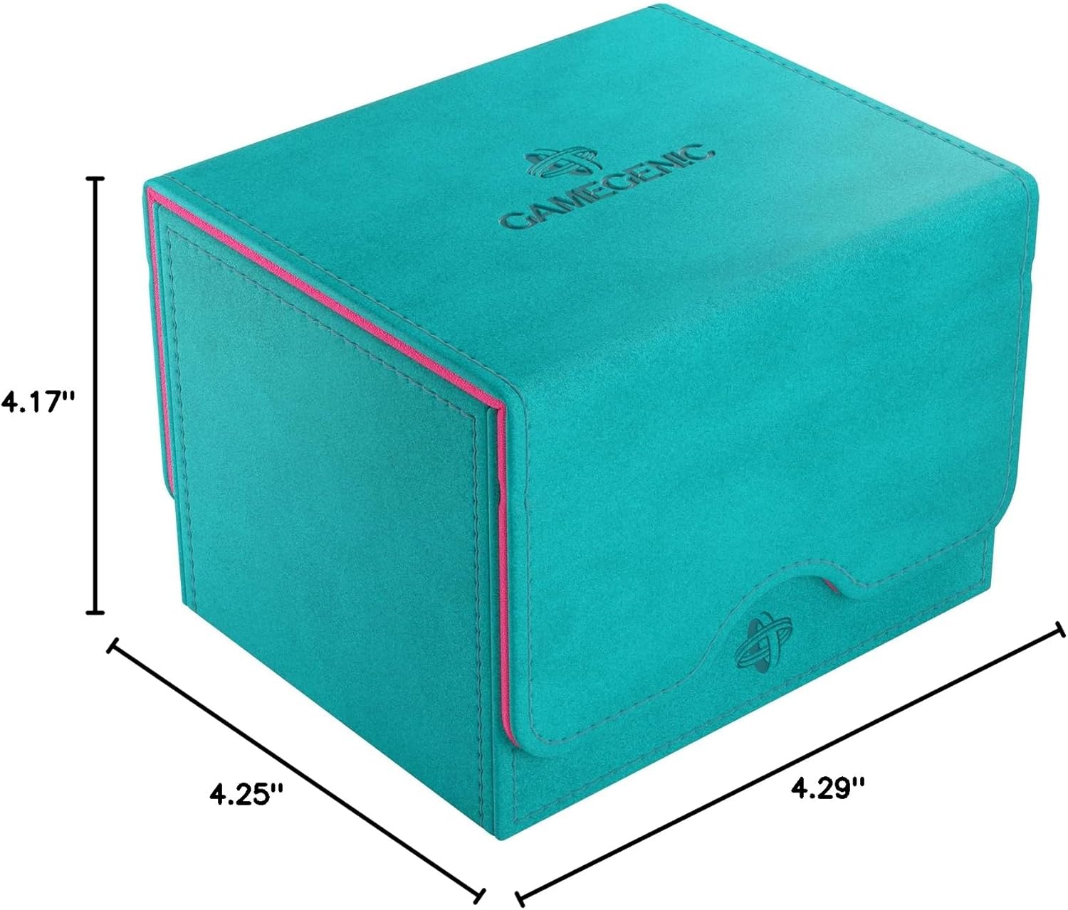 Gamegenic Sidekick 100+ XL Convertible Deck Box - Sideloading Card Storage Box with Removable Cover, Holds 100 Double-Sleeved Cards in Extra Thick Inner Card Sleeves, Teal/Pink Color, Made