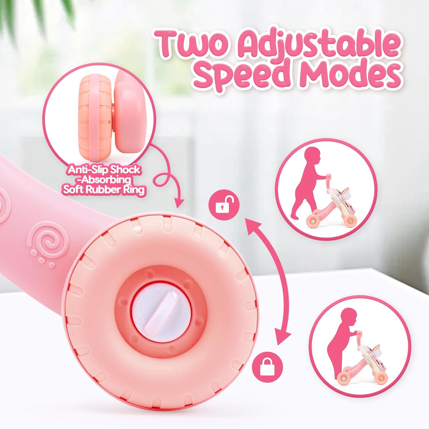 CUTE STONE 2-in-1 Baby Walker for Girls, Toddlers Learning Walker, Early Educational Push Walking Toys with Detachable Activity Center for Infants 12+ Months - Image 5