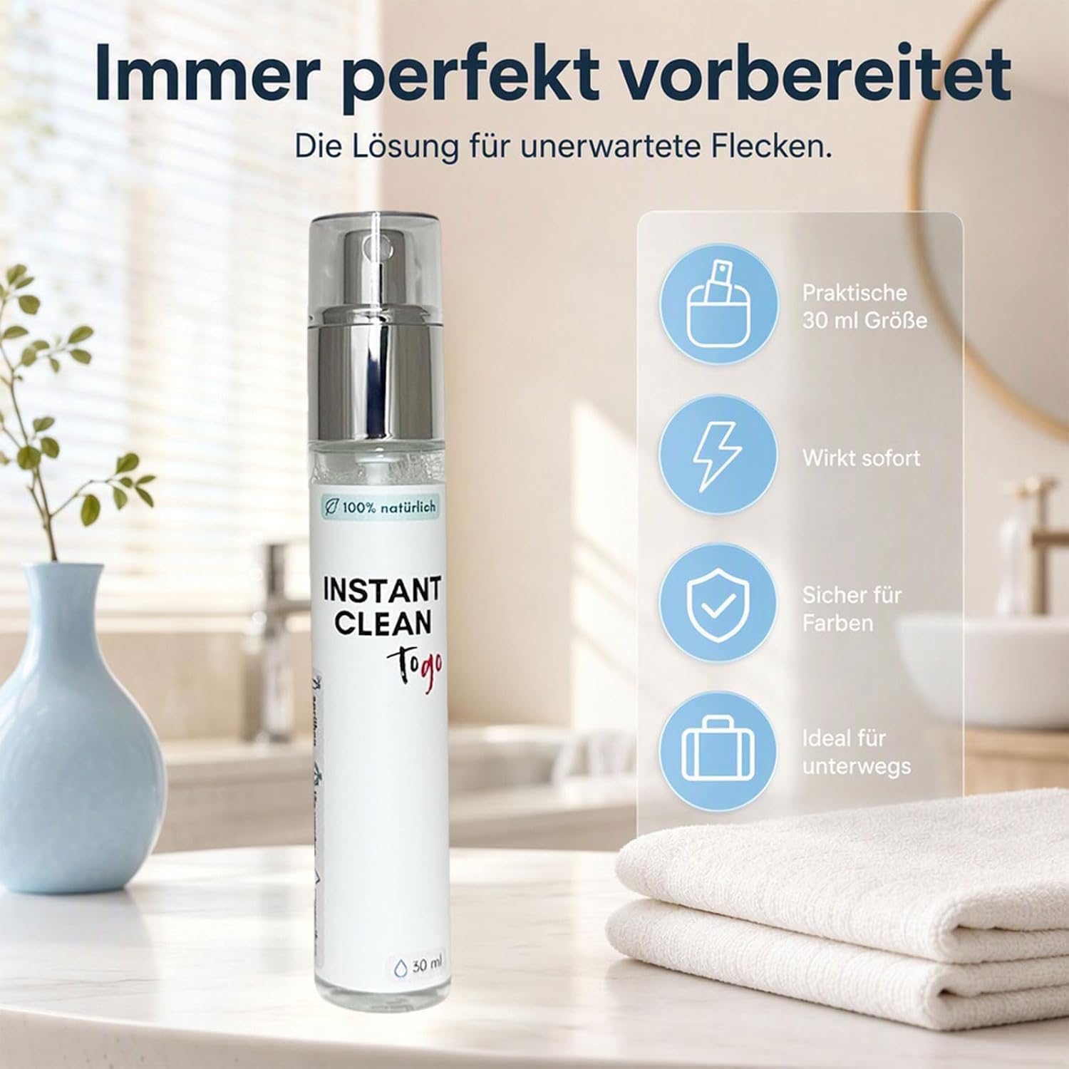 Instant Clean Magic Spray Kleidung, Fleckenentferner Kleidung 30 ml, Natürliche Formel, Fleckenspray für Wäsche, Schuhe, Polster und Weitere Textilien (2)