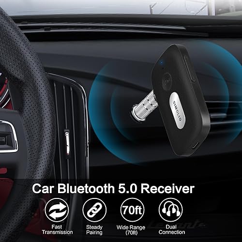 Miniatura 2 de SIMOLIO Receptor Bluetooth 5.0 para automóvil, adaptador inalámbrico Bluetooth AUX, adaptador Bluetooth de 0.138 in para estéreo