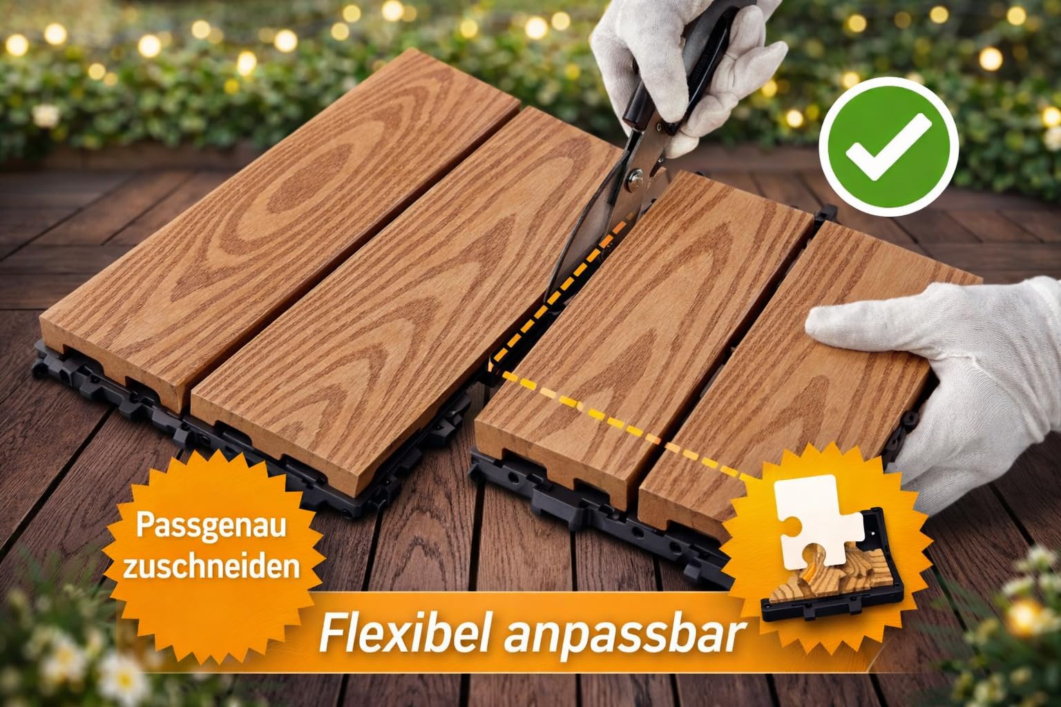 RHP Lot de 22 dalles à clic WPC de qualité supérieure pour terrasse et balcon, 30 x 30 cm, aspect bois, imperméables, résistants à la corrosion, système d'emboîtement, faciles à poser (JS-1)