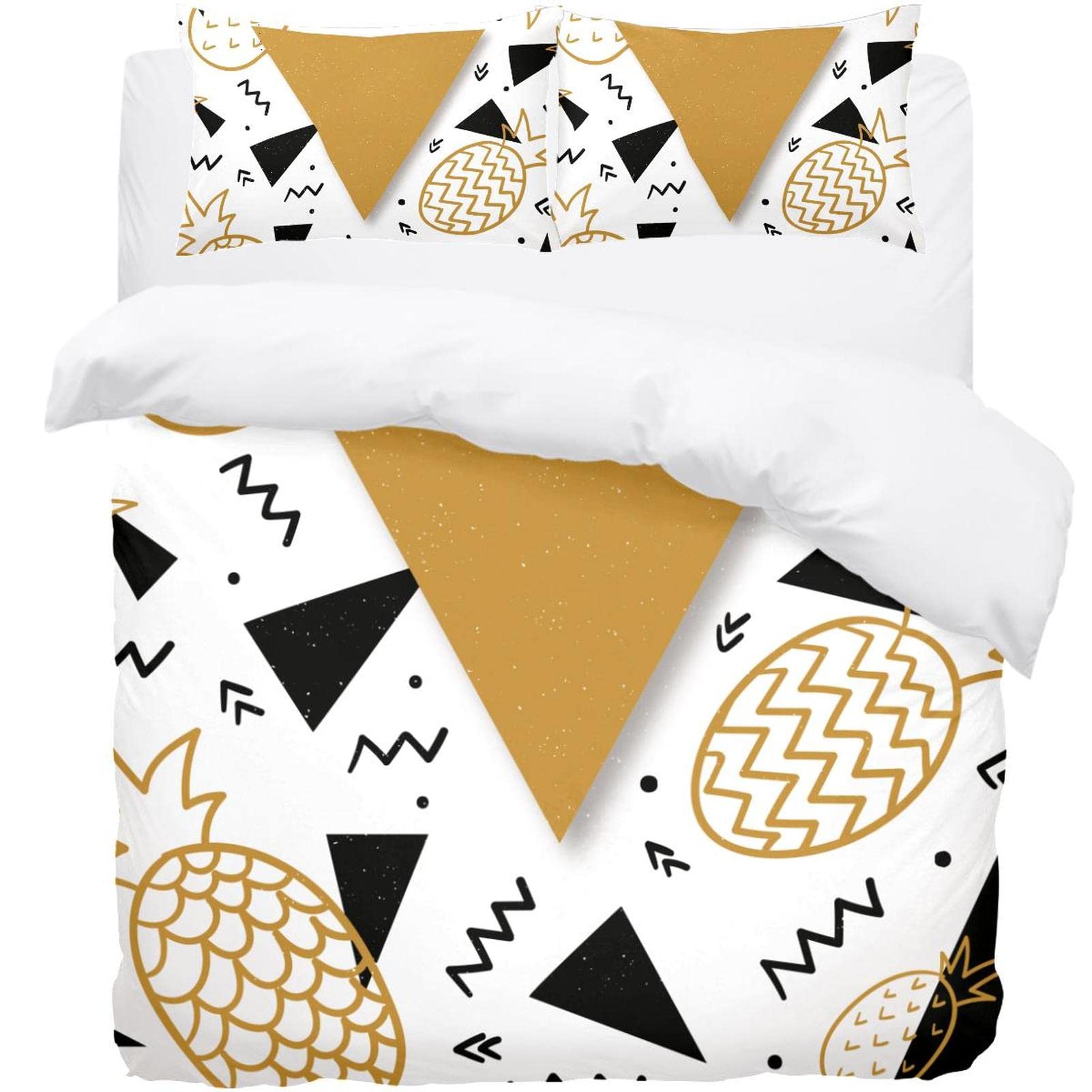 Housse de couette ananas haut de gamme avec taies d'oreiller aux finitions soignées