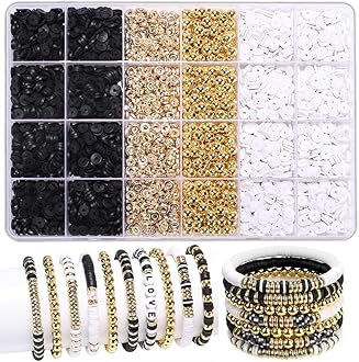 LFLIUNBracelet Making Kit Friendship Gold Beads Clay Beads Jewelry&Bracelet Making Kit Charm Bracelet Maker Set with Letter Beaded Kit Birthday Gift…