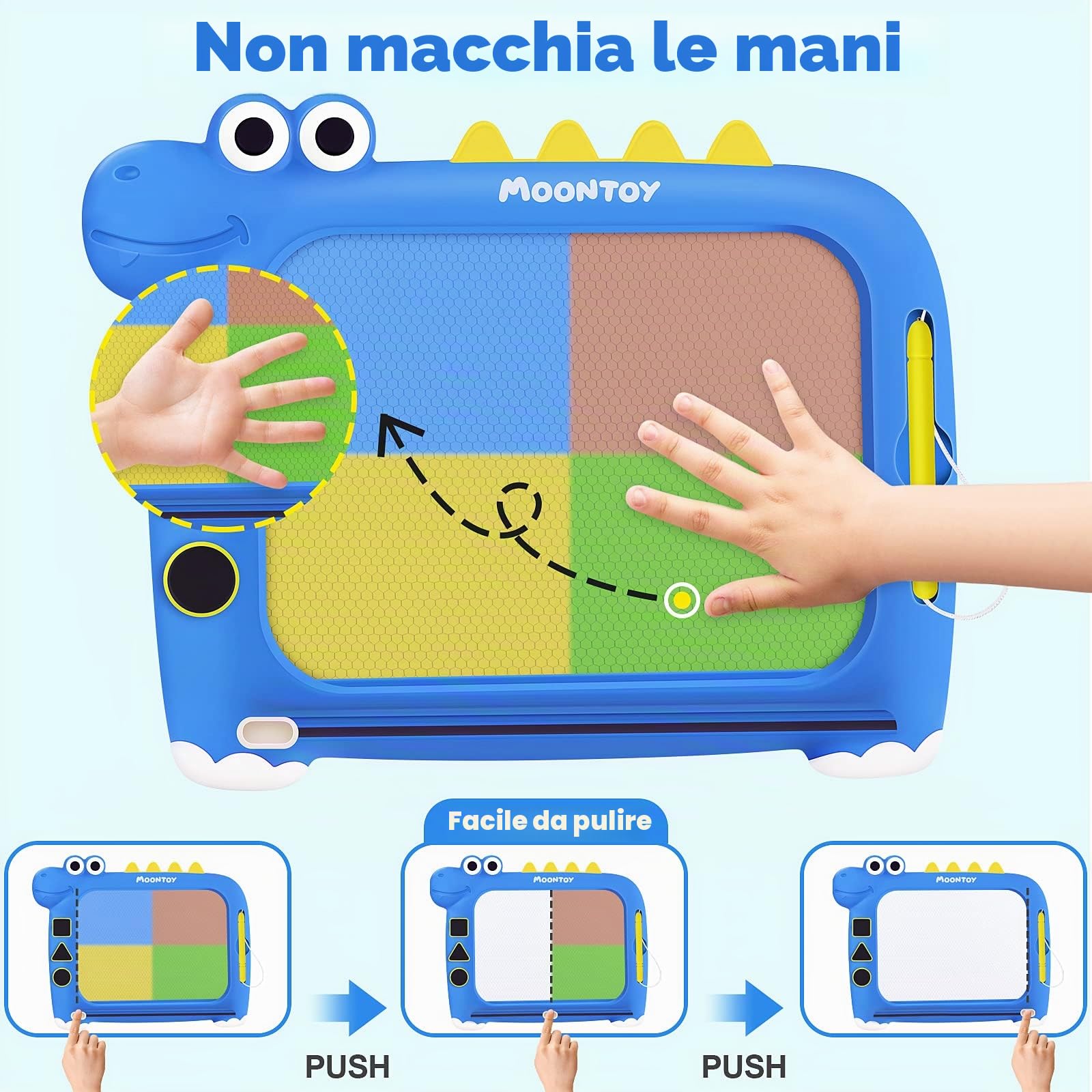 MOONTOY Lavagna Magnetica per Bambini, 2 in 1 Lavagna Magnetica Tangram Puzzle Bambinio 3 Anni, Lavagnetta Cancellabile Lavagna Magica Giochi Bambini 2 Anni, Regalo Bambino 2 3 4 5 Anni