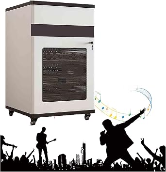 AV Media Stand Cabinet with Adjustable Shelves & Lockable Wheels Spacious Storage Cabinet with Drawer & Ventilated Design for Recording Room, OfficeWhite