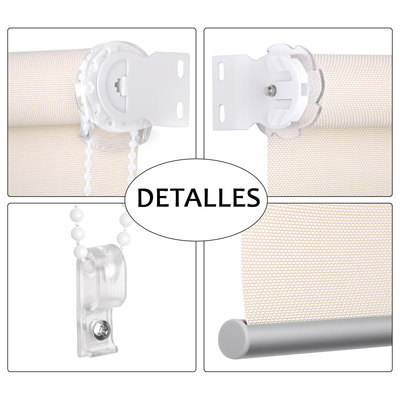 MERCURY TEXTIL- Estor Enrollable Screen Apertura 5% Proporciona Intimidad. Estor Screen para Puertas y Ventanas. Aislante Térmico, Translucidos.Instalación en Pared y Techo (135x200cm, Beige)