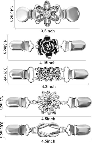 Miniatura 2 de J.CARP Dress Clips Sweater Clips Shawl Clips for Women, Vintage Cardigan Clip, Girls Brooch Clips for Clothing Pack of Four