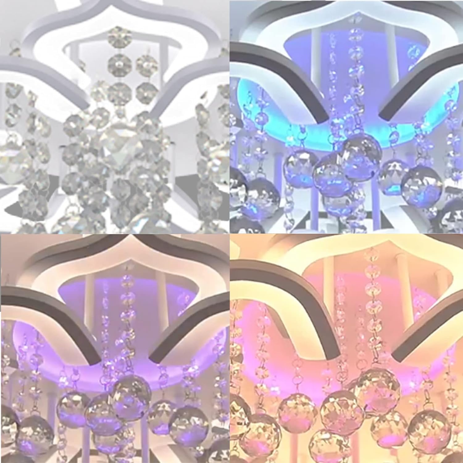 Modern Led Ceiling Light,120w Crystal Petal Flush Mount Chandelier Ceiling Flower Lamp with Remote Control for Living Room,Bedroom,Dining Room,Hall,Etc.10 5 5 Heads……