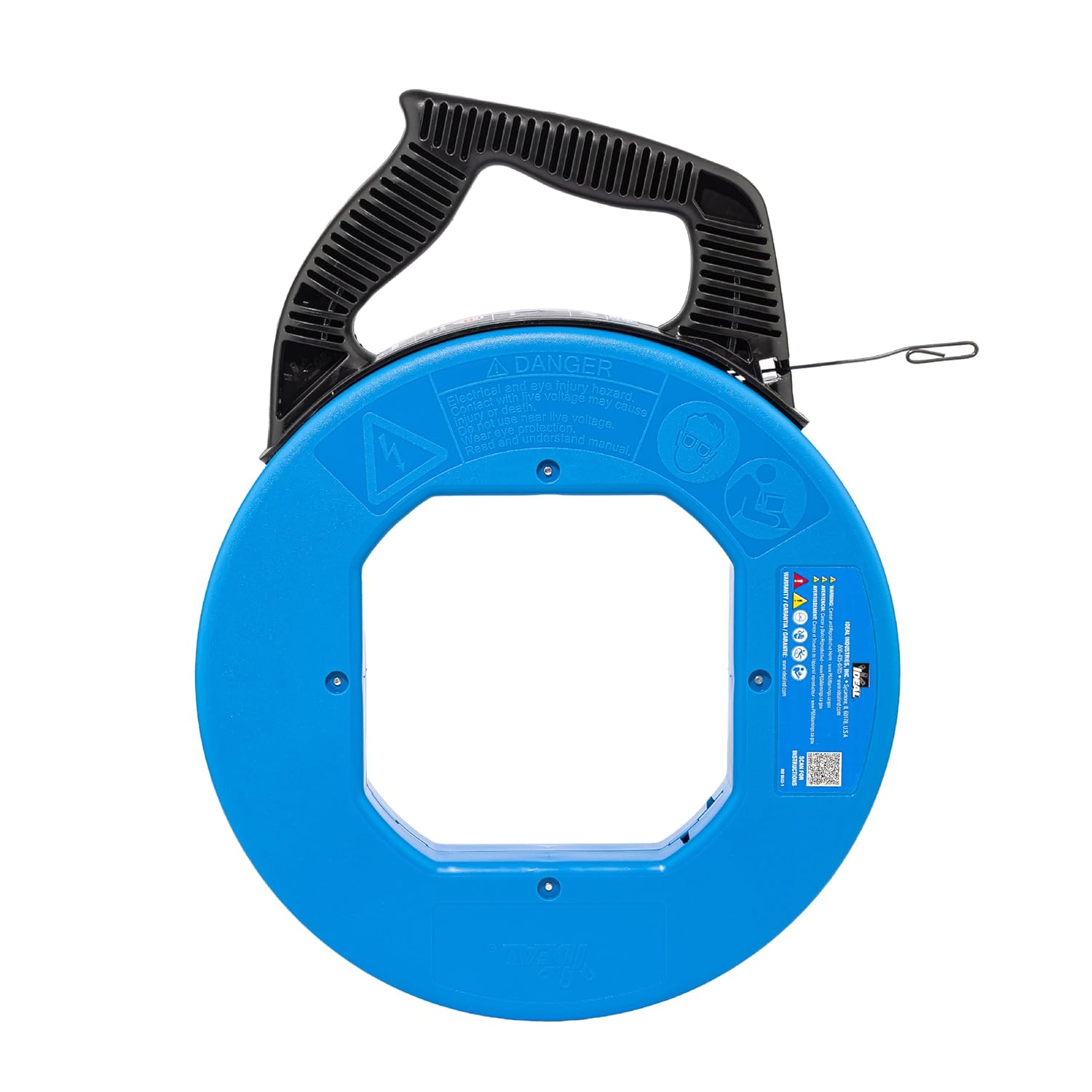 Ideal Electrical 31-057 Blue Steel Fish Tape 240 ft. Blued Steel Fish Tape w/Formed Hook & Tuff-Grip Pro Case, Non-Oily Finish, Laser Etched Increments