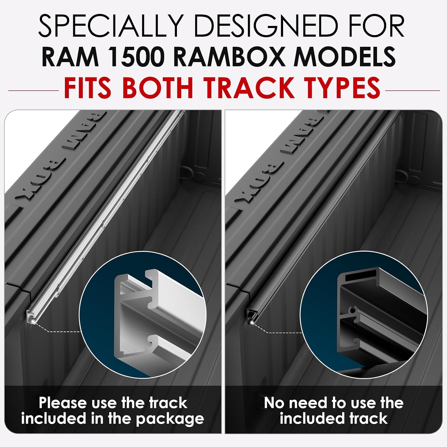 SKEXI Hard Tri Fold Tonneau Cover Truck Bed Cover 2009-2026 Dodge Ram 1500 5.7FT Bed with RamBox, Heavy-Duty Lock Hard Folding Locking Drill-Free Install Waterproof Fiberglass Anti-Theft Security