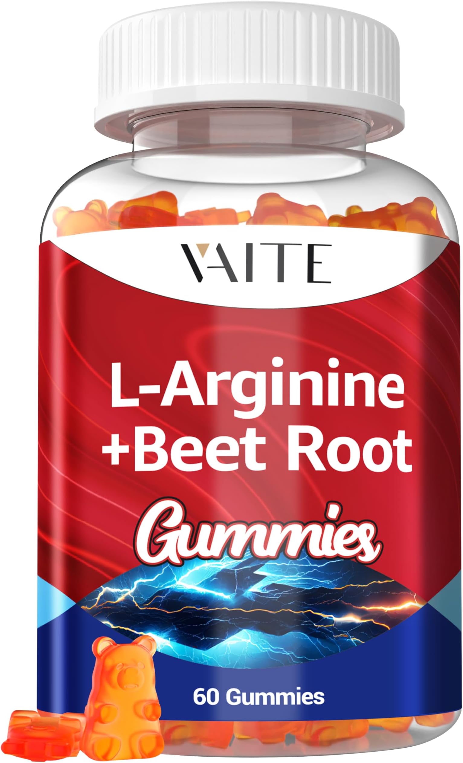 VAITE L Arginine Supplement Beet Root Gummies - Double Strength, Energy Boost, Circulation Support and Stamina, Organic Chewable Beets Supplements for Men and Women, Vegan Gummy, Non-GMO, Sugar-Free