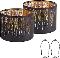 Vista 11 de Juego de 2 pantallas medianas para lámparas de mesa/de pie, pantallas de tambor de tela altas y medianas, 13" superior x 11" inferior x 10