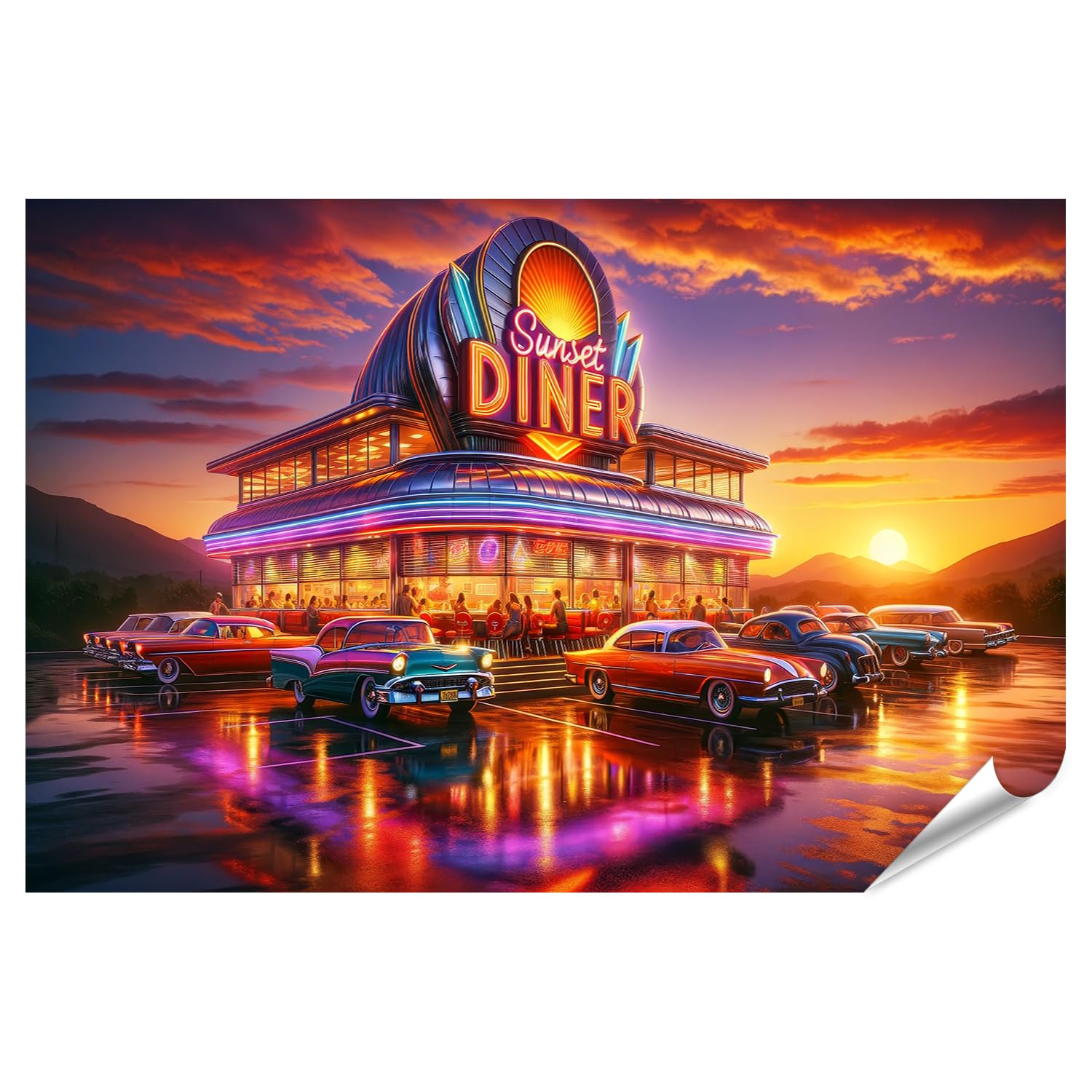 islandburner Prime XXL - Poster con immagine retrò, colore rosso sera, stile vintage anni '50