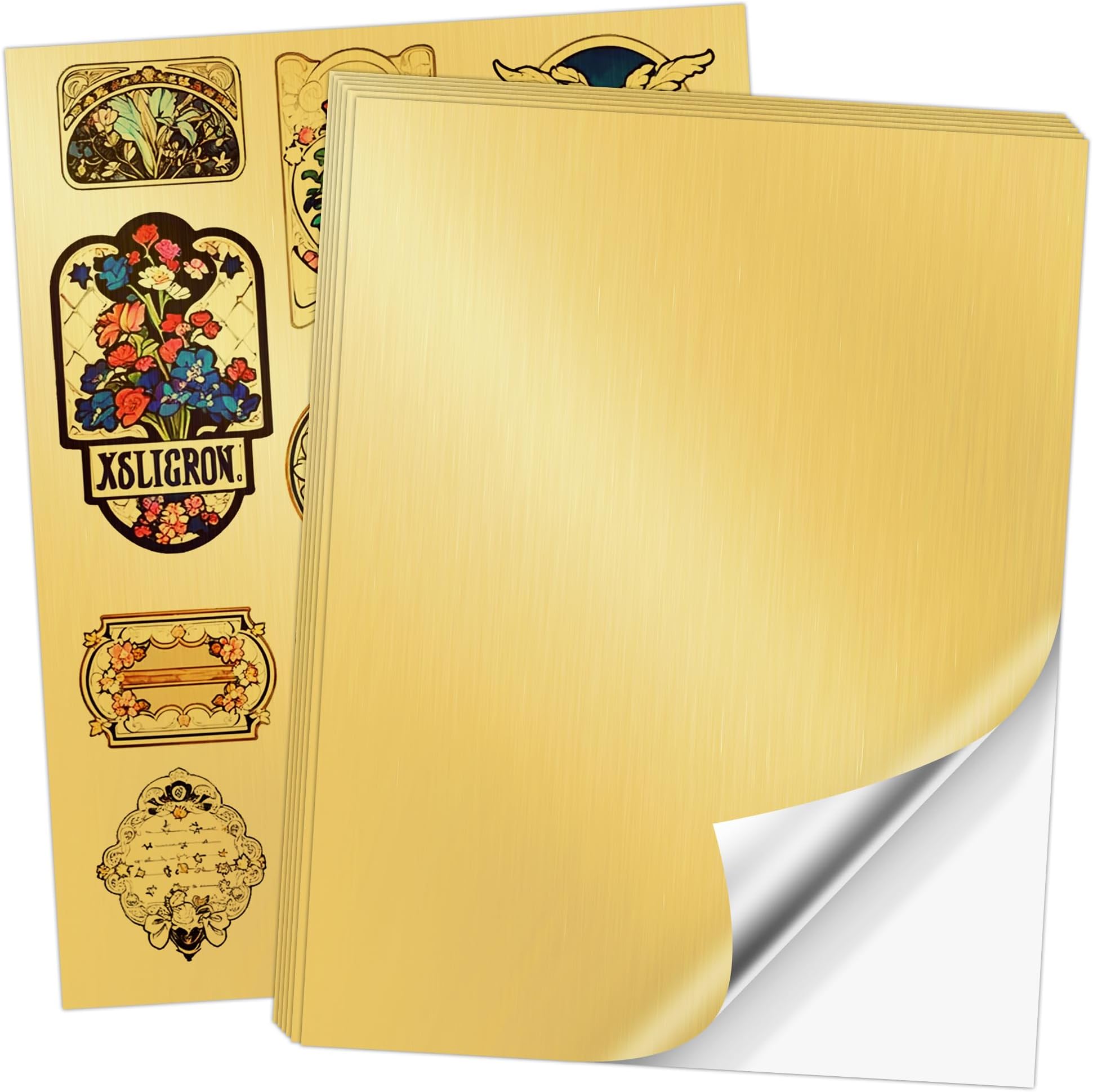 Koala Metallic Brushed Gold Vinyl Sticker Paper for Inkjet and Laser Printer, 20 Sheets 8.5x11 Inch Waterproof Printable Sticker Paper for Birthday Christmas Parties, Gift Decor