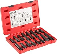 Vista 2 de Neiko 02457A Lug-Nut Key Set, Wheel-Lock Removal Tool Kit for Aftermarket and Factory Wheel Tire Keys, SAE and Metric Lug Sockets, 16 Pieces