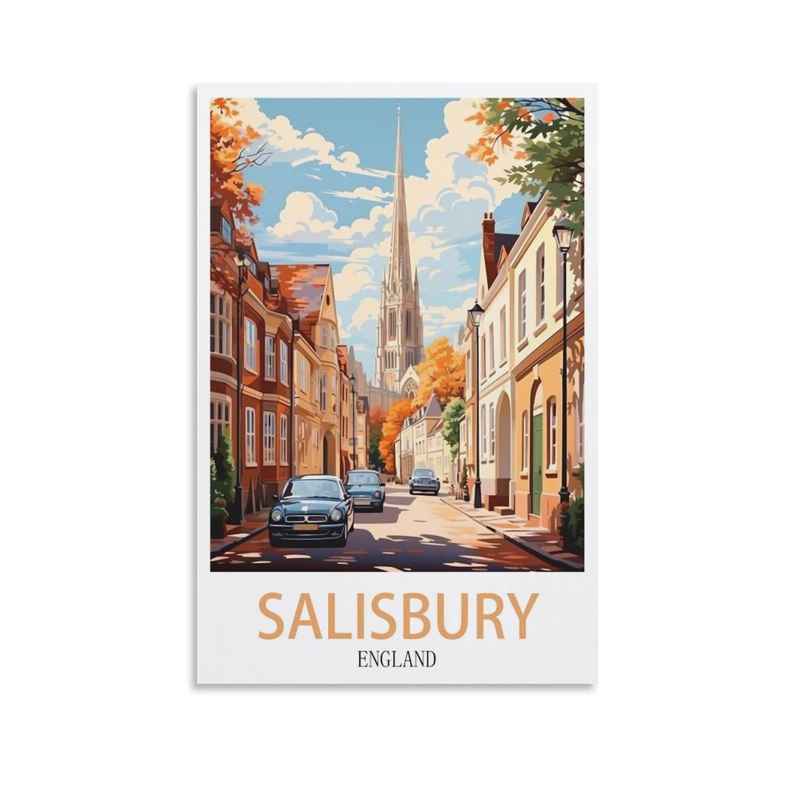 Ezmlfa S169 5D Diy Diamond Painting Kit,Salisbury City Diamond Art Kits For Beginner,Gem Art Kits Round Drill For Home Wall Decor Gifts 40X50cm