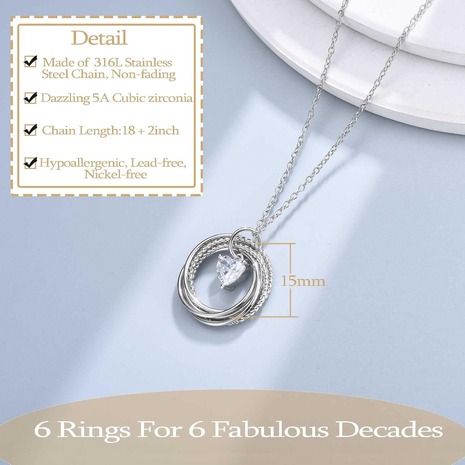 21st 30th 40th 50th 60th 70th 80th 90th 100th Birthday Gifts for Women, Silver Necklace Jewelry for Mom Daughter Nana Friend Sister Wife - Image 2