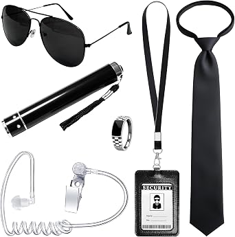 Agent Costume Secret Service Spy Accessories for Halloween Cosplay Black