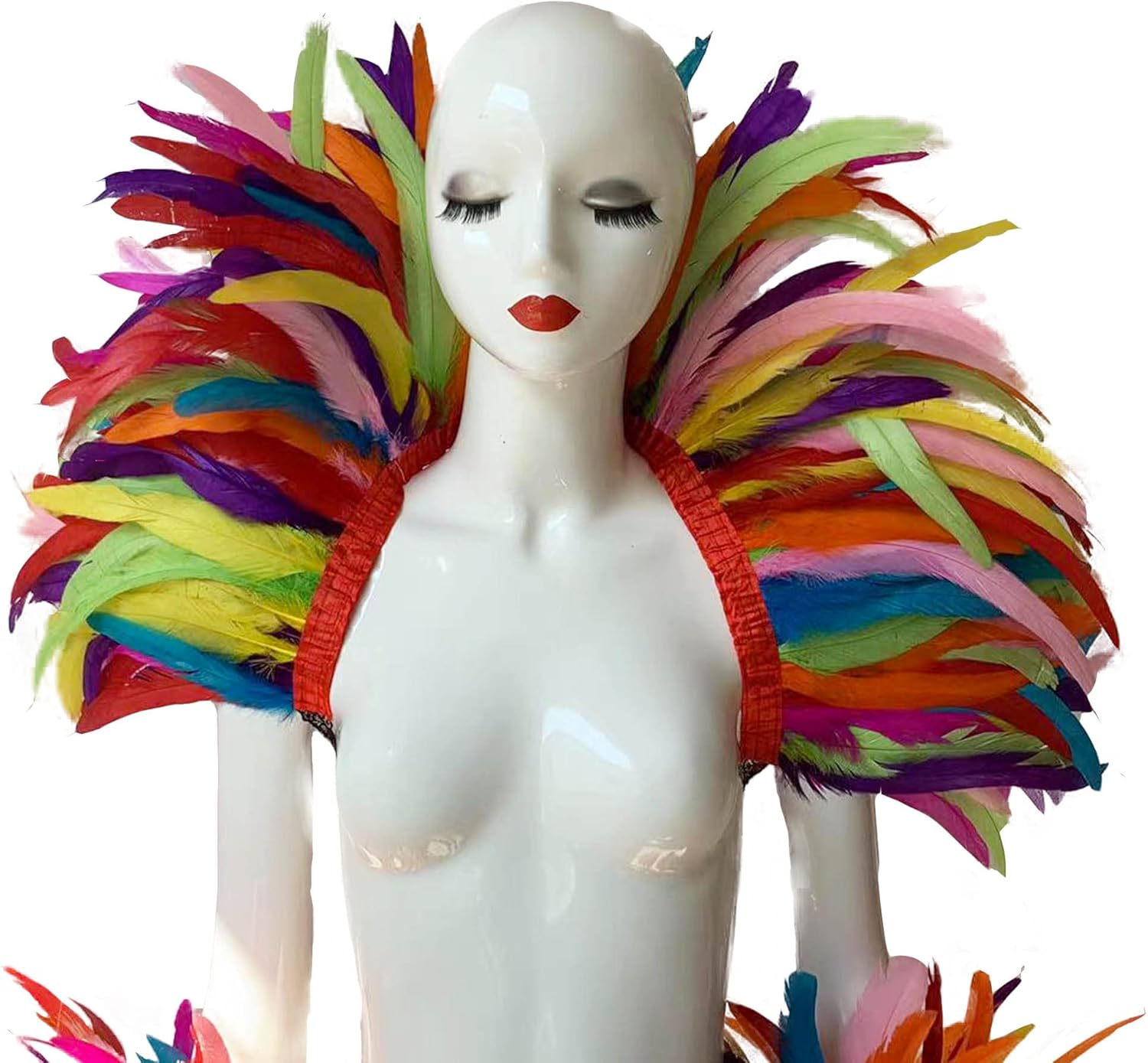 QI@XIA Feather Shawl for Women Witch Halloween Mardi Gras Feather Cape Costumes Accessories - Image 2