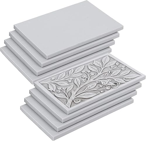 SGHUO Linoleum Blocks for printmaking, 8pcs 4"x6" Gray Rubber Carving Blocks Stamp Making Kit