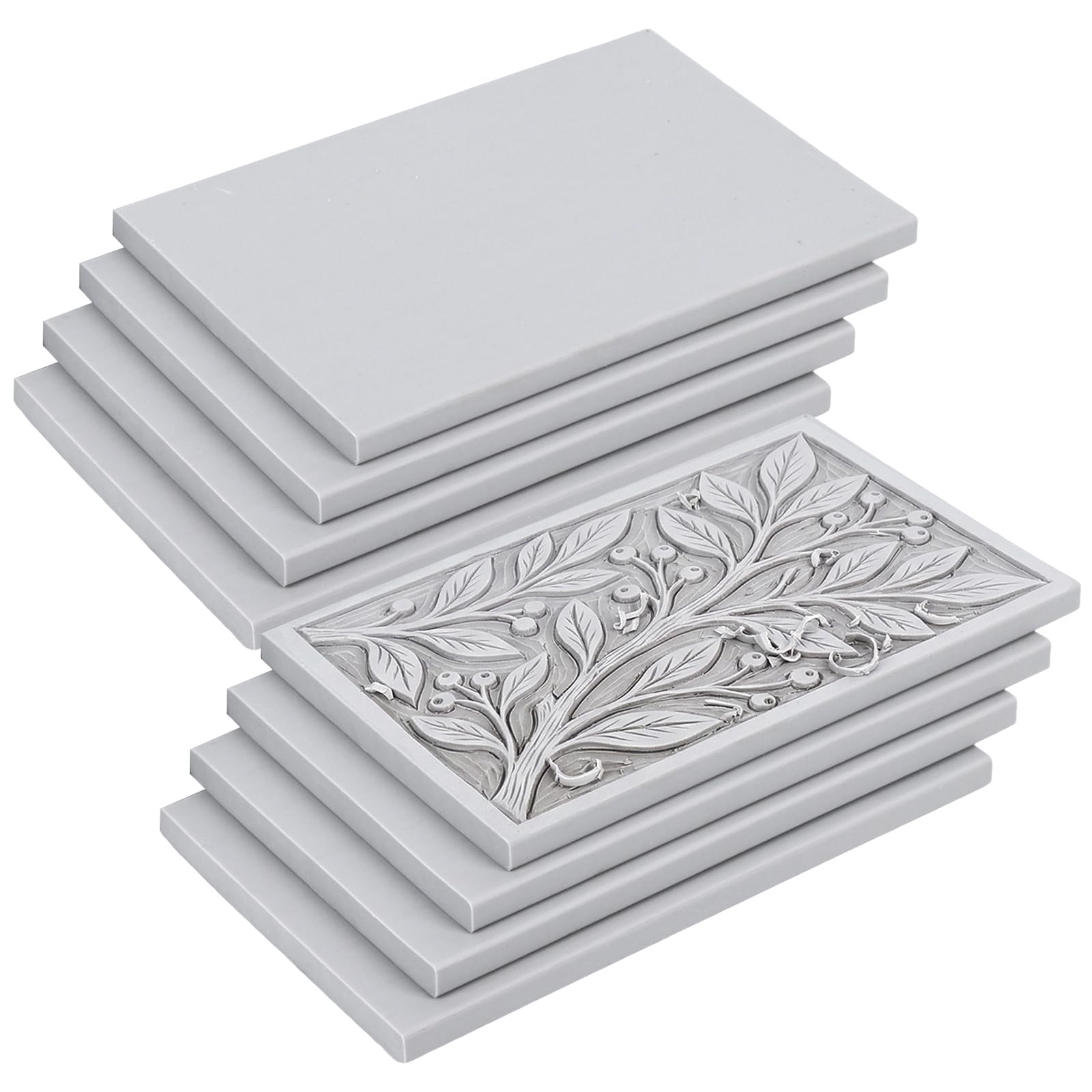 SGHUO 8pcs 4"x6" Gray Rubber Linoleum Blocks for Printmaking