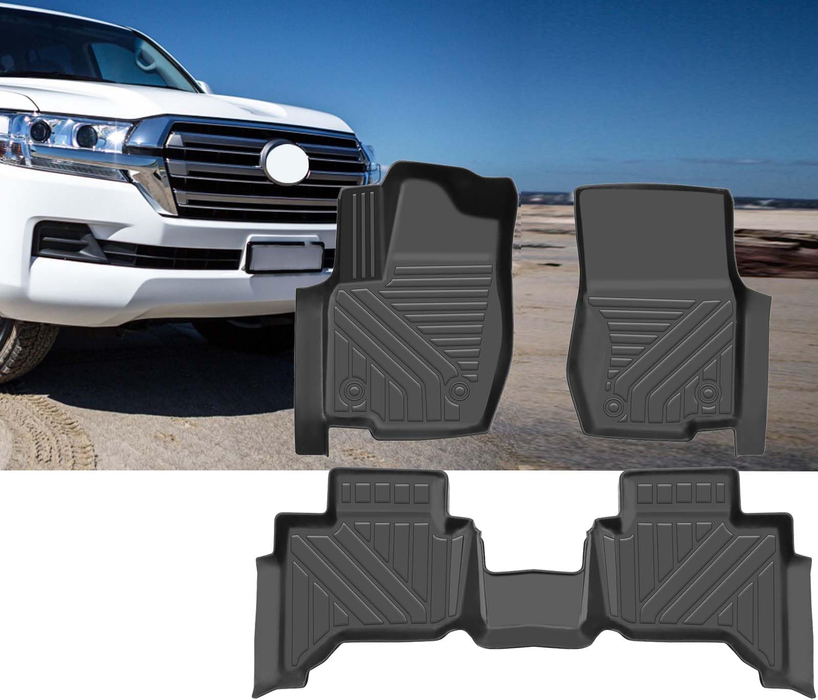 All Weather Car Floor Mats Liners Fit for Toyota Land Cruiser 2024-2025, 3D TPE Rubber Floor Liners, Automotive Full Set(3pcs) Front & Rear Row Car Carpet Mats Accessories, Maximum Coverage