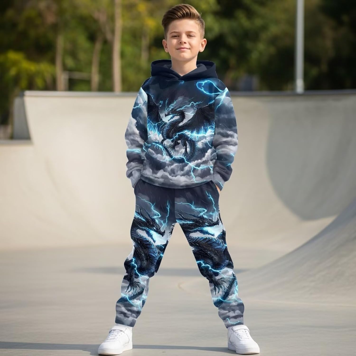DISNIMO Hoodie for Boys Galaxy Sweatshirt and Sweatpants Set Kids Sweatsuits Hooded Jogger Sweat Pants 2 Piece