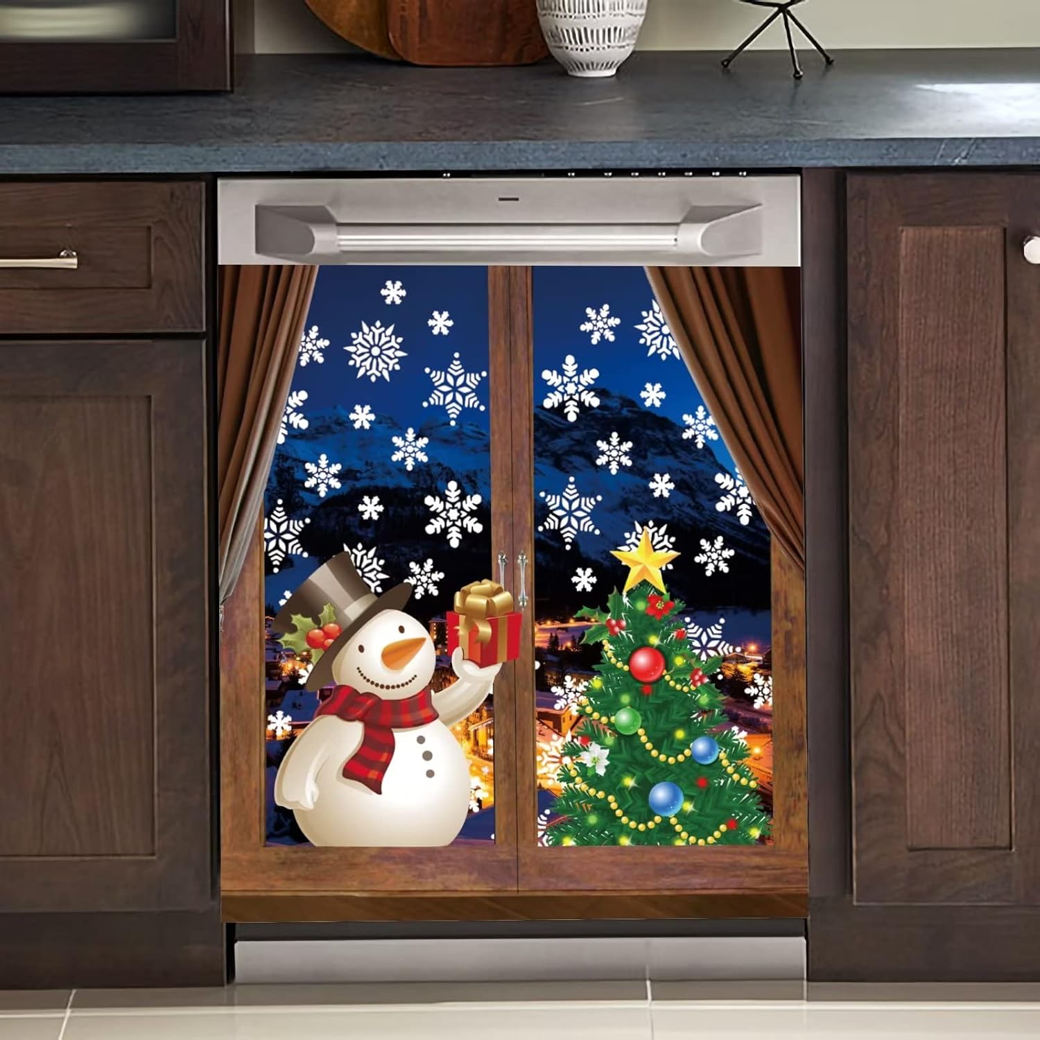 Dishwasher Cover Christmas Tree Decorative,23x26inch