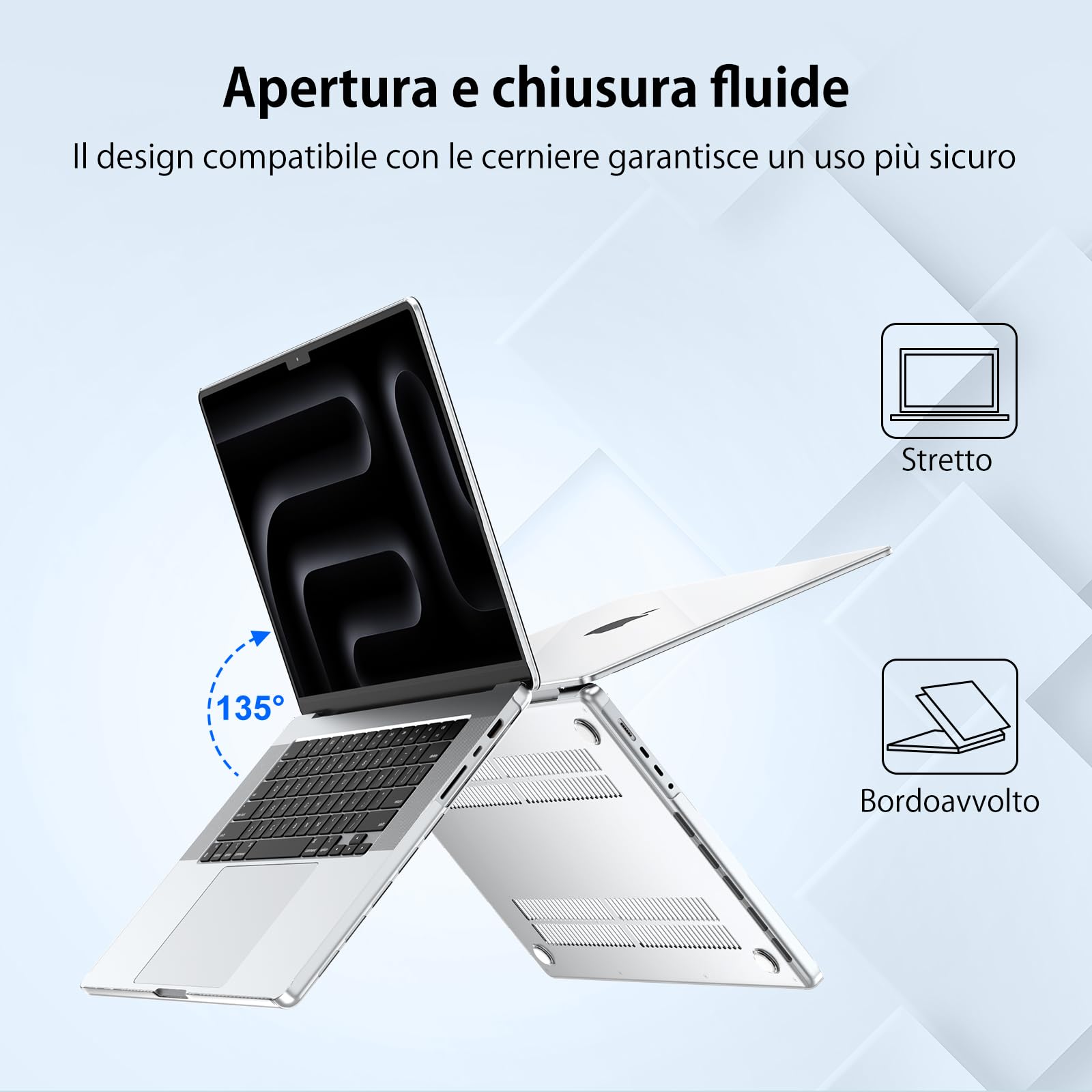NPUOLS Custodia Protettiva per 2024-2021 MacBook Pro 16 Pollici Cover M4 M3 M2 M1 Pro Max A3403 A3186 A2991 A2780 A2485, 16,2" Cristallo Rigide Protection Custodia e Sottile TPU EU Tastiera Cover