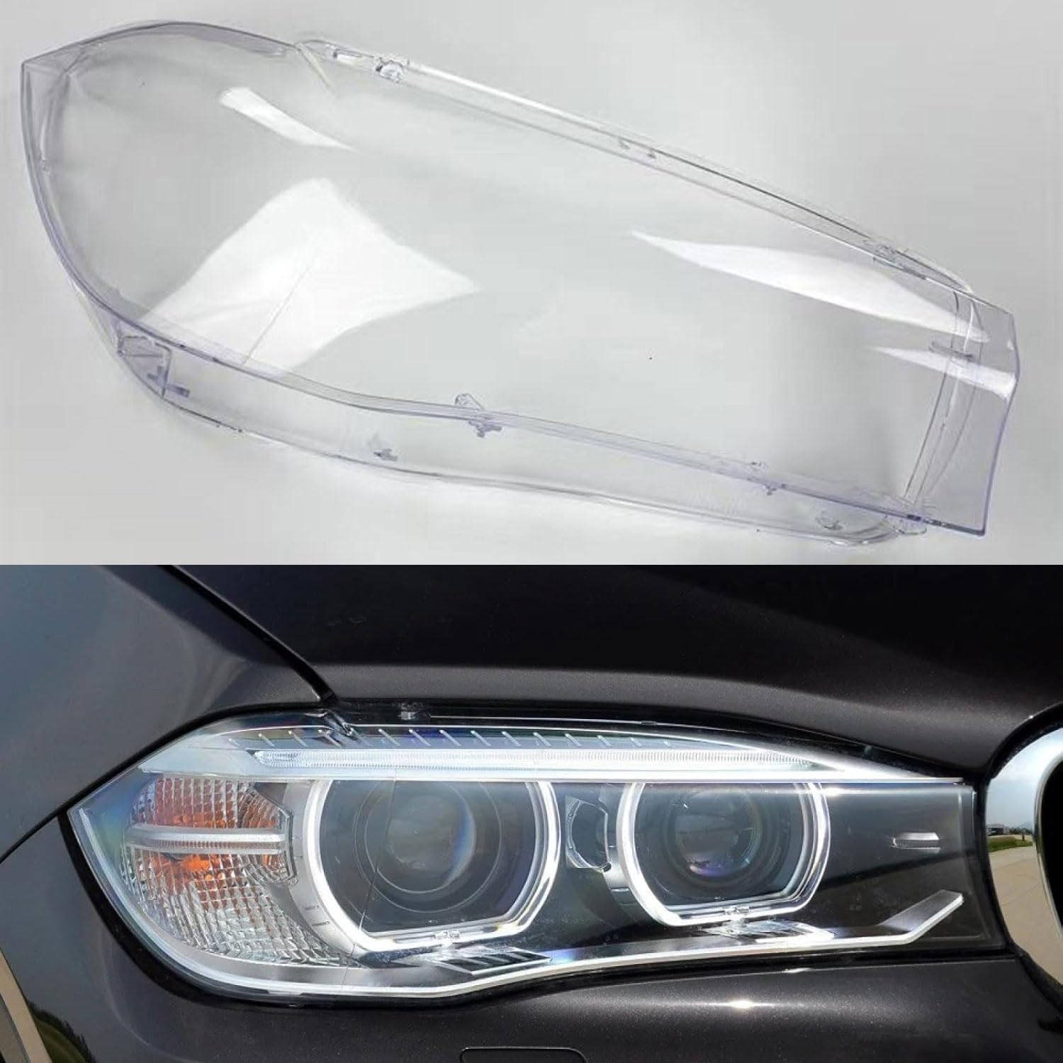 Car Headlight Cover for BMW X5 F15 X6 F16 2014 2015 2016 2017 2018,Clear Front Lampshade Replacement Headlamp Shell Mask Transparent Lampshade Lens Accessories,Left,Normal-A Pair