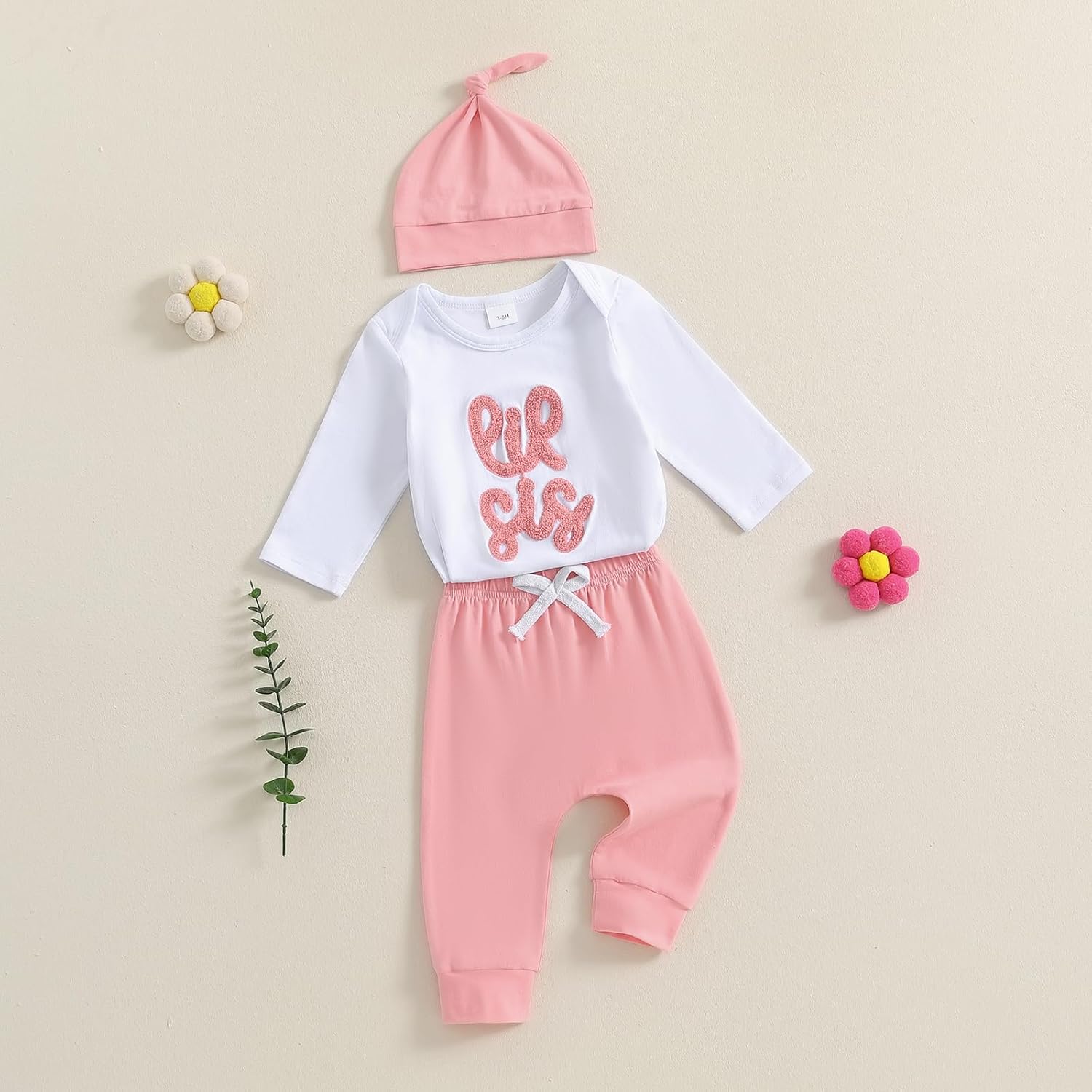 Ayalinggo Little Sister Lil Bro Matching Clothes Newborn Long Sleeve Romper Tshirt Pants Hat Baby Coming Home Outfit - Image 7