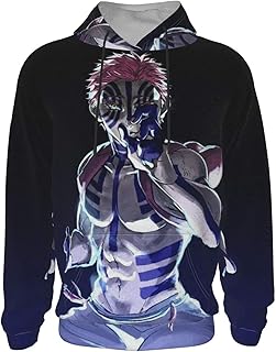 鬼滅の刃 猗窩座 パーカー 子供 プルオーバー トレーナー フード付き 長袖 アニメ フーディ かわいい 通学 ジャージ 男女兼用 Xl(18-20)