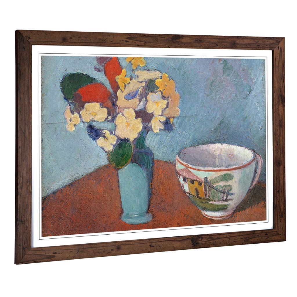 Big Box Art Framed Print of Emile Bernard Vase with Flowers Design | Wall Art Picture | Home Decor for Kitchen, Living Room, Bedroom, Hallway, Walnut, A2 / 24.5x18 Inch / 62x45cm