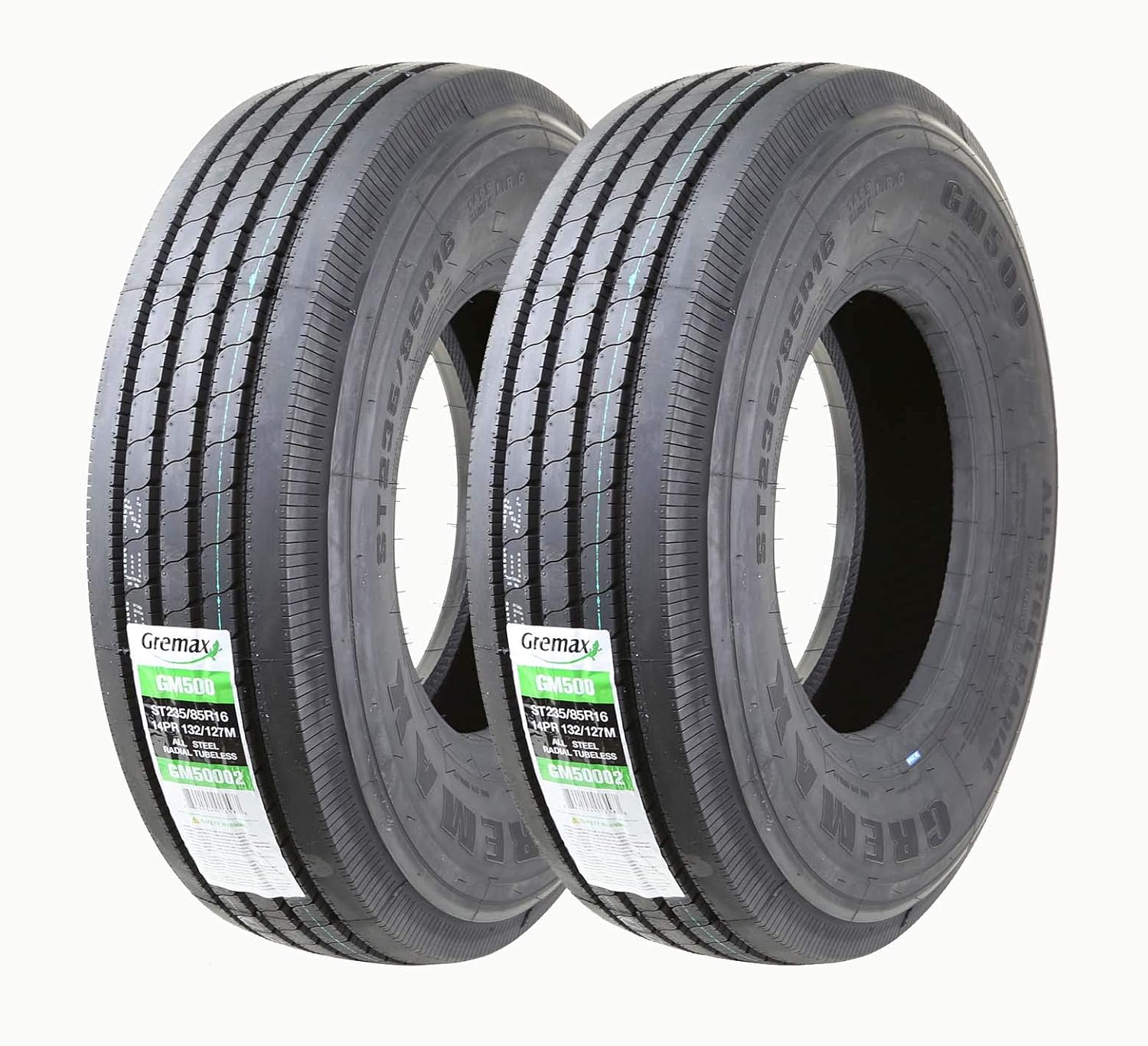 GREMAX Set 2 New All Steel ST235/80R16 14-Ply RV Trailer Tires 235 80 16 Load Range G 129/125M