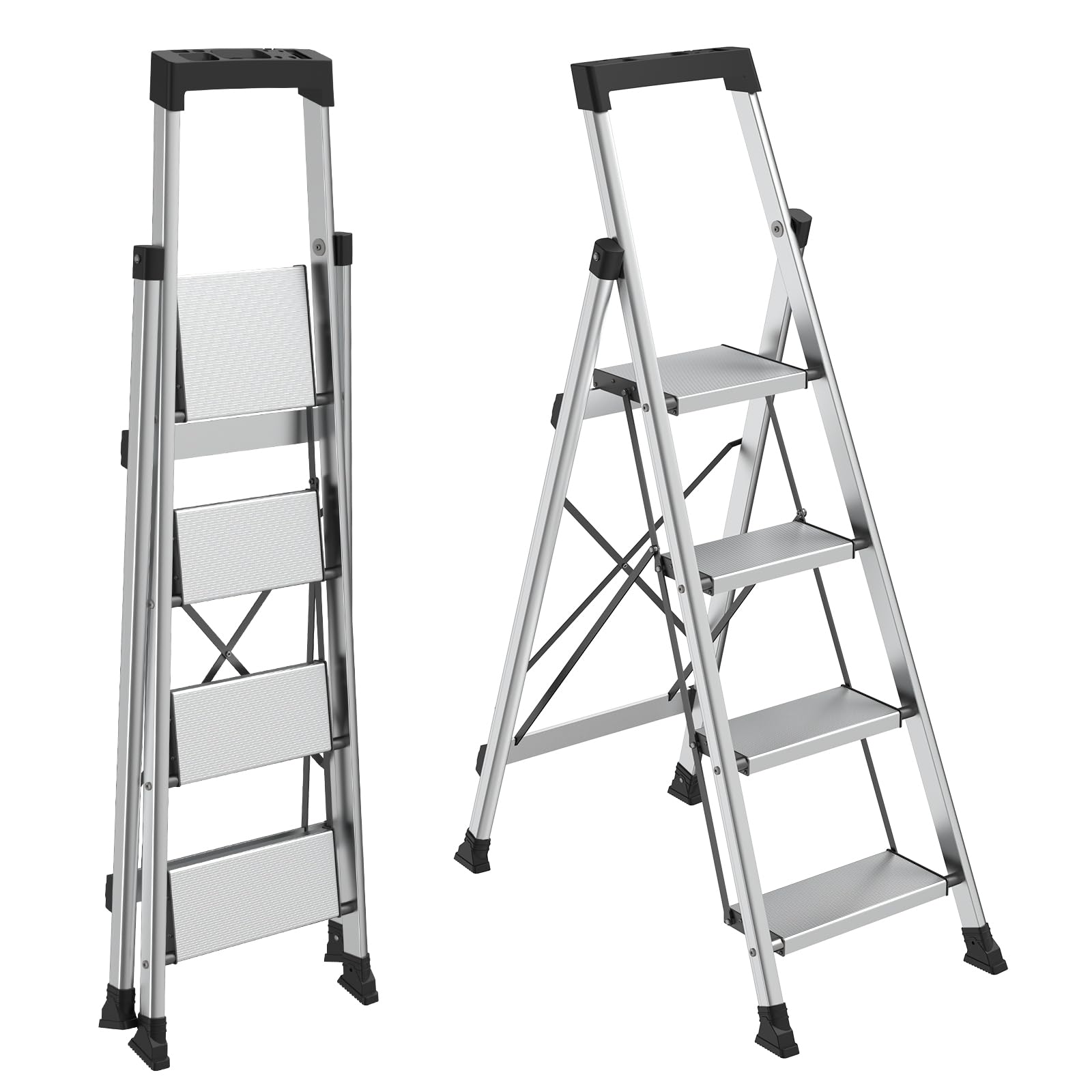 Photo 1 of HBTower 4 Step Ladder, Lightweight Aluminum Folding Step Stool