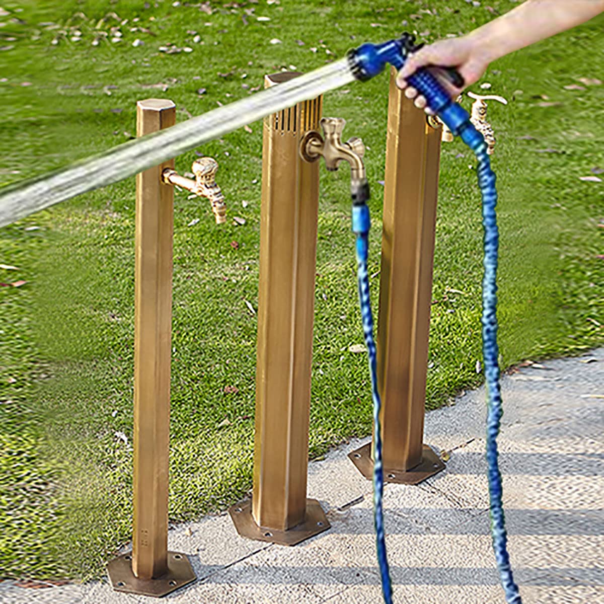 Rubinetto Giardino Doppia Uscita, Antico Maniglia a Leva in Ottone Lavanderia G1/2 Doppio Bagno Lavatrice Rubinetto Acqua Fredda montato a parete per Giardino Esterno (B)
