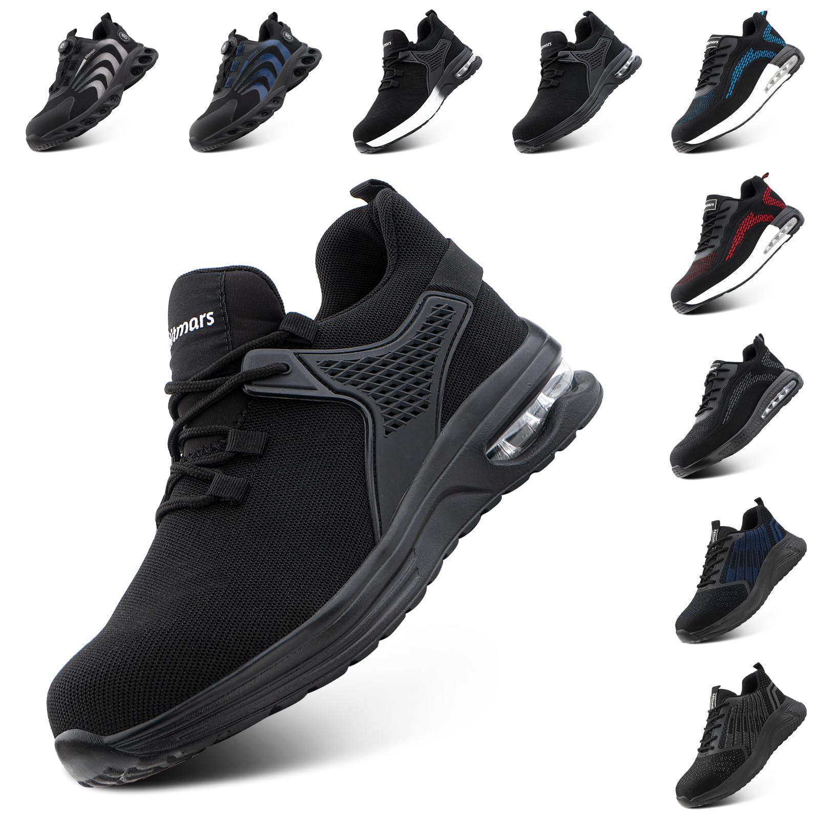 Hitmars Scarpe Antinfortunistiche Uomo Donna Scarpe da Lavoro S3 Safety Shoes S2 Scarpe Lavoro Scarpe da Cantiere Cucina Comode Nero Blu EU36-48