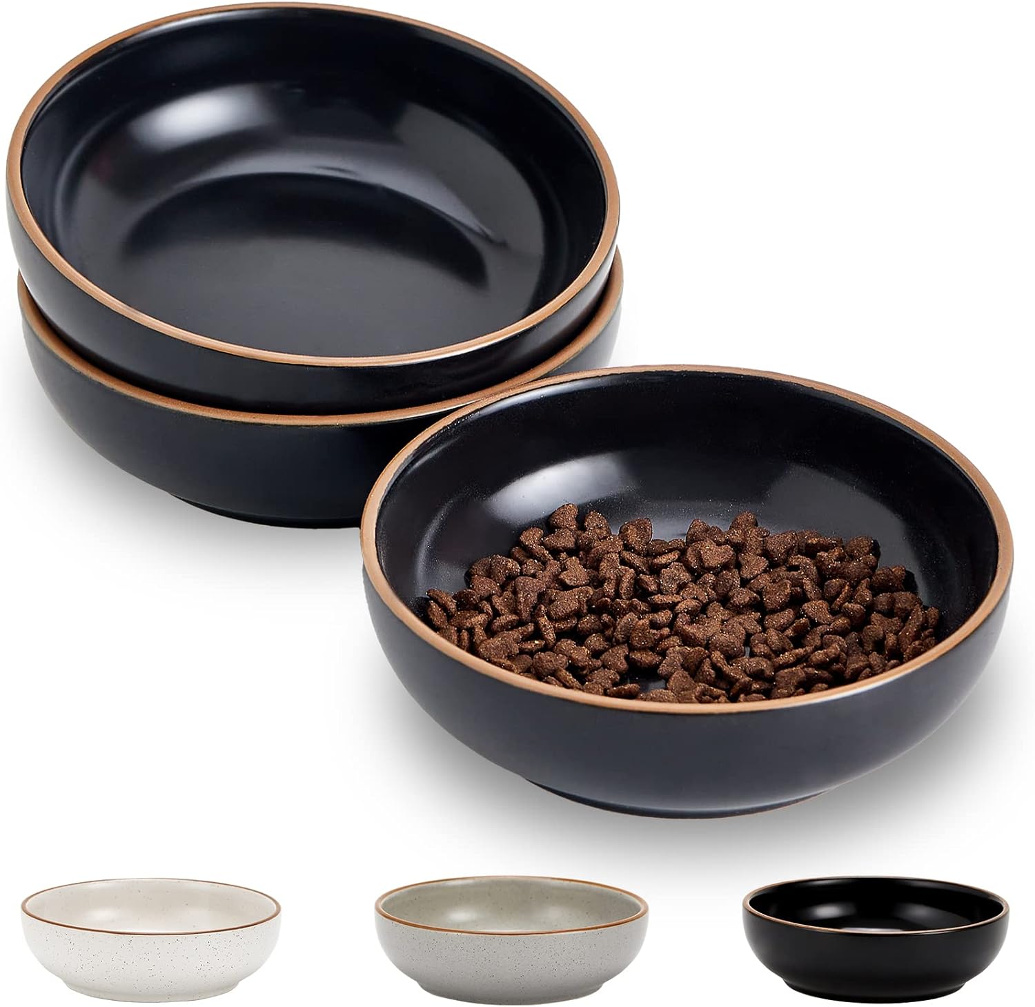 LETITBE Ceramic Cat Bowls Set, 5.3 Inch Cat Food Bowls