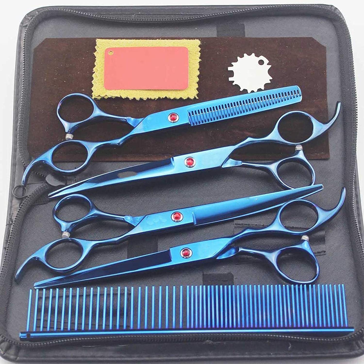 Tijeras Peluqueria Canina, Kit de tijeras for adelgazar y cortar perros y gatos, curvadas rectas, tijeras for pelo for perros